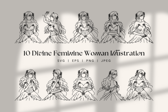 Divine Feminine Aura Woman Line Drawing
