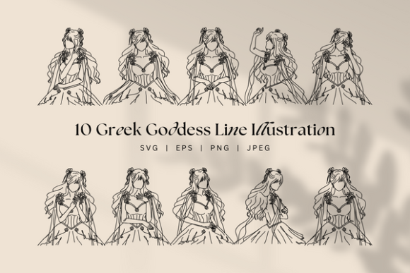 Greek Mythology Eternal Goddess Lineart
