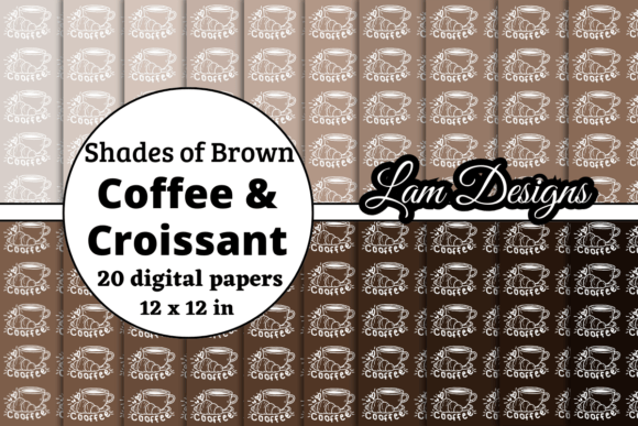 Hand-Drawn Coffee and Croissant Papers