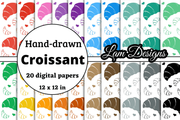 Hand-Drawn Croissant Digital Papers