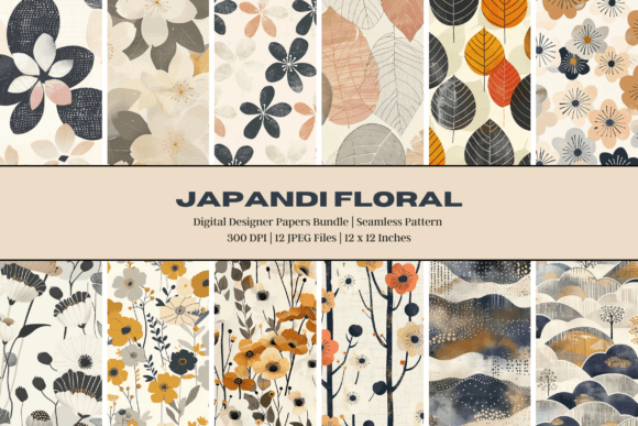 Japandi Floral Digital Paper