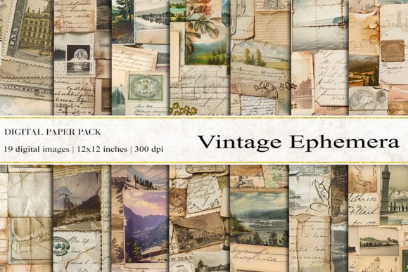 Vintage Ephemera Digital Papers